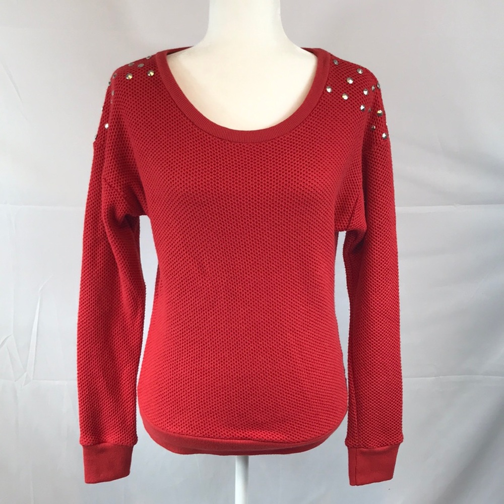 Dolled Up by Fang- Red studded sweater, M
